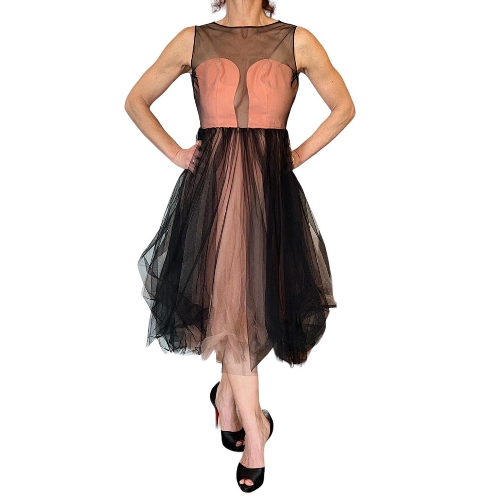 Georges Hobeika Runway Black Pink Sleeveless Tulle Party Cocktail Dress 36 - Picture 8 of 13